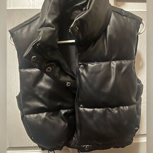 Black Faux Puffer Vest